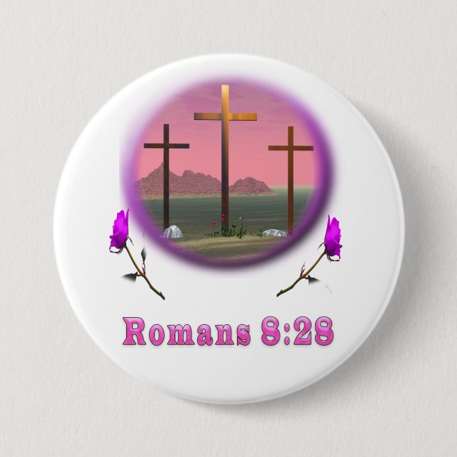 Chapa Redonda De 7 Cm Diseños romanos 8:28 (Anverso)
