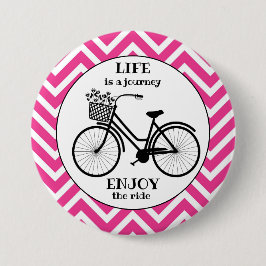 Chapa Redonda De 7 Cm Disfruta de la cita del chevron vintage de la bici