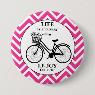 Chapa Redonda De 7 Cm Disfruta de la cita del chevron vintage de la bici