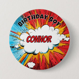 Chapa Redonda De 7 Cm Distintivo Personalizado de Cumpleaños de Superhér