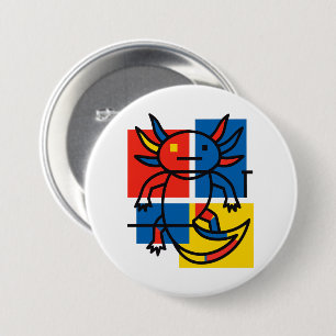 Chapa Redonda De 7 Cm Divertido patrón de arte abstracto de Axolotl Piet