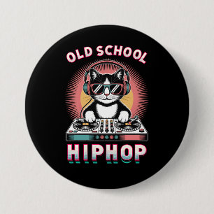 Chapa Redonda De 7 Cm DJ Gato Genial de la Vieja Escuela