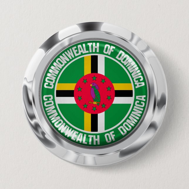 Chapa Redonda De 7 Cm Dominica Round Emblem (Anverso)