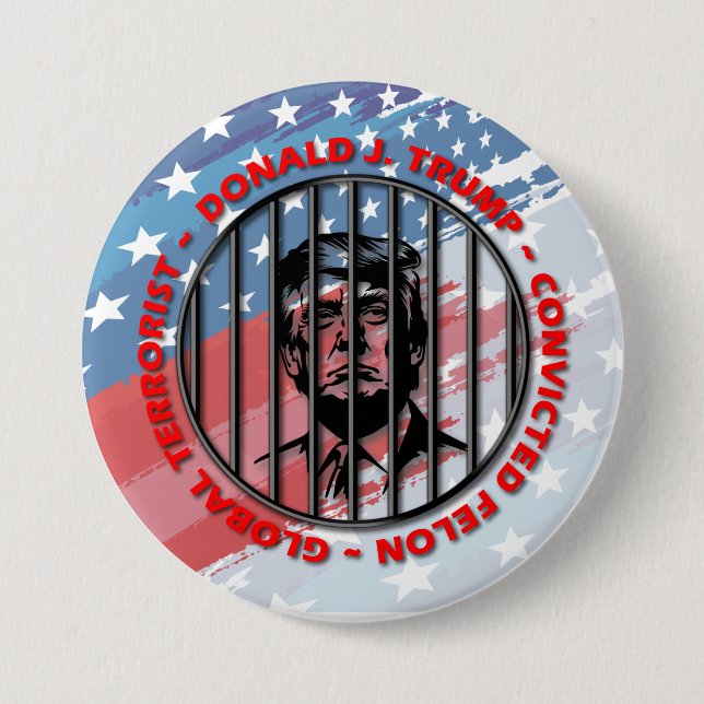 Chapa Redonda De 7 Cm Donald Trump Felon Button (Anverso)