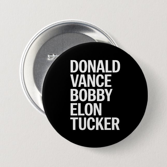 Chapa Redonda De 7 Cm Donald Vance Bobby Elon y Tucker (Anverso y reverso)