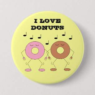 Chapa Redonda De 7 Cm Donuts bailando amarillo