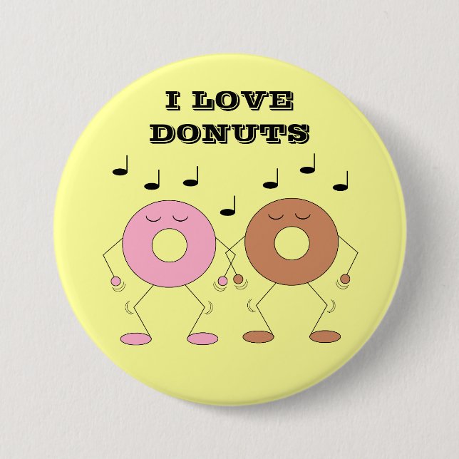 Chapa Redonda De 7 Cm Donuts bailando amarillo (Anverso)