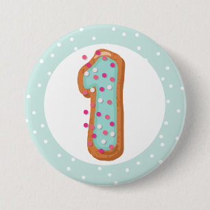 Chapa Redonda De 7 Cm Donuts helados azules número 1 bebé primer cumplea