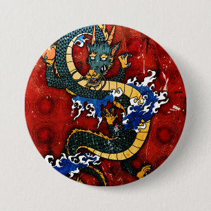 Chapa Redonda De 7 Cm Dragón japonés