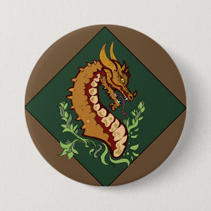 Chapa Redonda De 7 Cm Dragón marrón estilizado