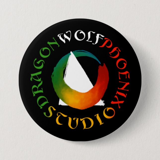 Chapa Redonda De 7 Cm Dragon Wolf Phoenix Studio Button (Anverso)