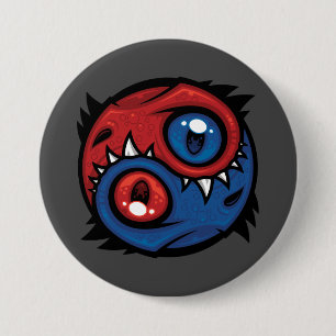Chapa Redonda De 7 Cm Dragones Yin Yang Rojos y Azules