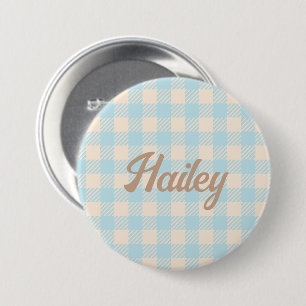 Chapa Redonda De 7 Cm Dulce bebé azul gingham preppy plaid revisado