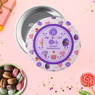 Chapa Redonda De 7 Cm Dulce morado rosado dulce Chica