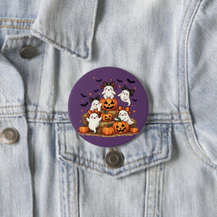 Chapa Redonda De 7 Cm Dulces Fantasmas de Halloween con Lazos Coquette y