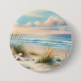 Chapa Redonda De 7 Cm Dunas Costeras Pastel Acuarela