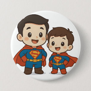 Chapa Redonda De 7 Cm Dúo de superhéroes chibi Papelería