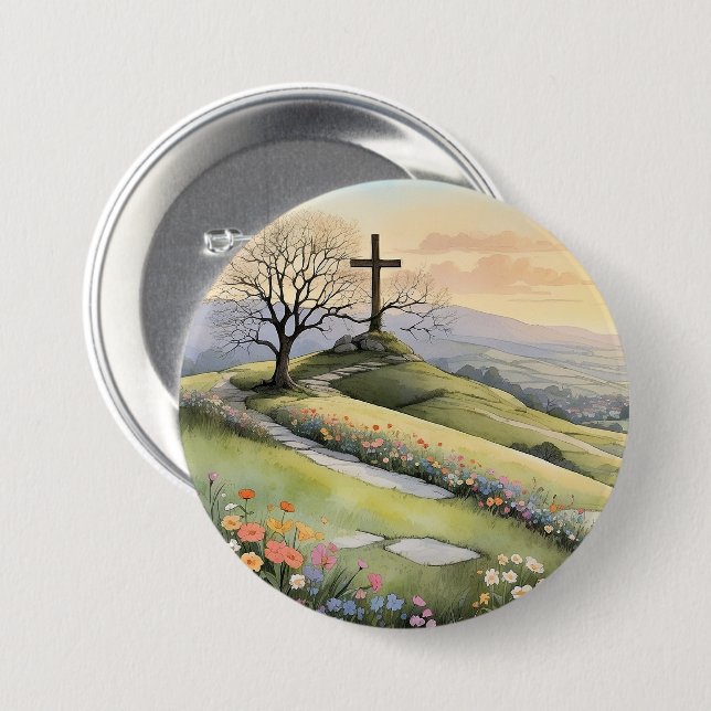Chapa Redonda De 7 Cm Easter sunrise art illustration (Anverso y reverso)
