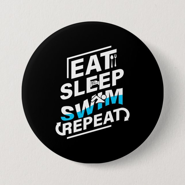 Chapa Redonda De 7 Cm Eat Sleep Swim (Anverso)