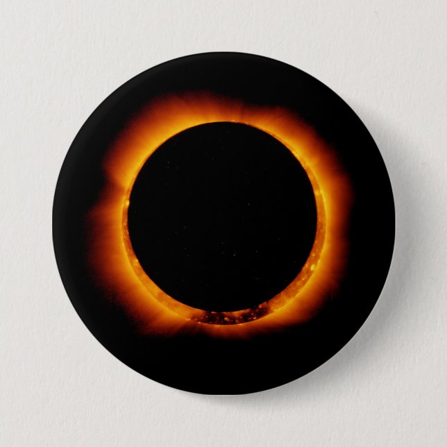 Chapa Redonda De 7 Cm Eclipse solar casi total (Anverso)