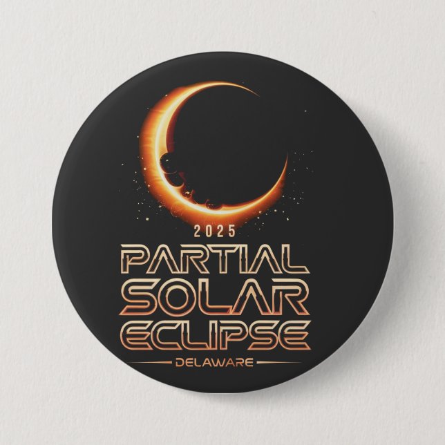 Chapa Redonda De 7 Cm Eclipse solar parcial de Nueva Jersey 2025 (Anverso)