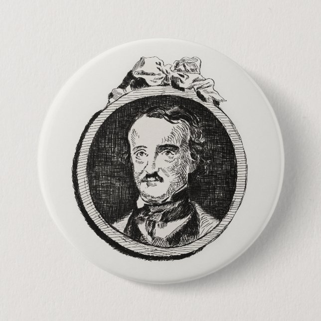 Chapa Redonda De 7 Cm Edgar Allan Poe (Anverso)