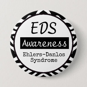 Chapa Redonda De 7 Cm EDS Ehlers-Danlos Síndrome Awareness Zebra Button