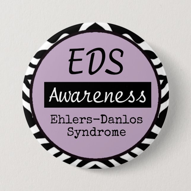 Chapa Redonda De 7 Cm EDS Ehlers-Danlos Síndrome Awareness Zebra Button (Anverso)