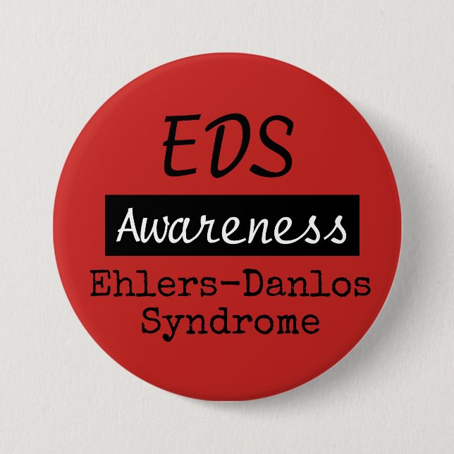Chapa Redonda De 7 Cm EDS Ehlers-Danlos Síndrome Awareness Zebra Button (Anverso)