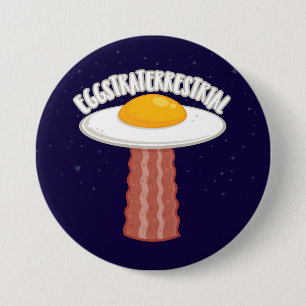 Chapa Redonda De 7 Cm Eggstraterrestririal con texto