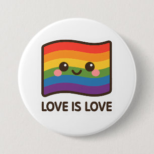 Chapa Redonda De 7 Cm El amor es amor - Kawaii Rainbow Design