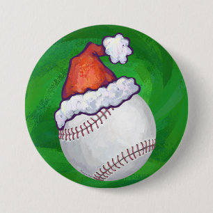Chapa Redonda De 7 Cm El béisbol en Santa Hat en Green