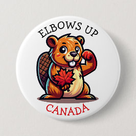 Chapa Redonda De 7 Cm El castor con una hoja de arce y los codos con Can