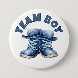 Chapa Redonda De 7 Cm El chico del equipo cortó el pequeño bebé azul boo