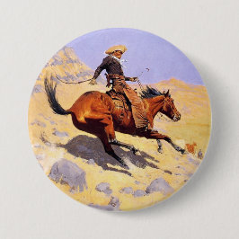 Chapa Redonda De 7 Cm El Cowboy (por Frederic Remington)