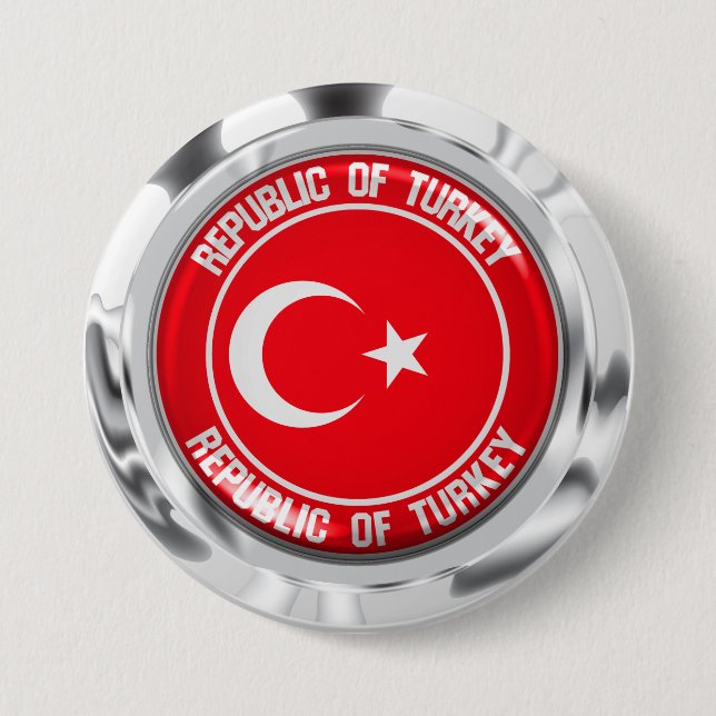 Chapa Redonda De 7 Cm El emblema de la Ronda de Turquía (Anverso)