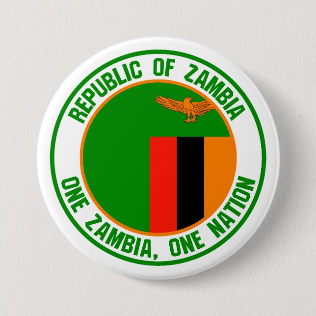Chapa Redonda De 7 Cm El emblema de la Ronda de Zambia (Anverso)