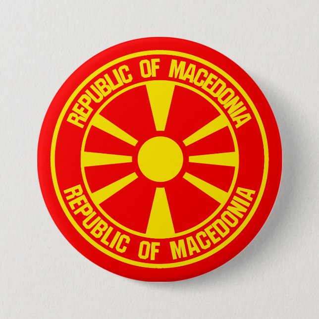 Chapa Redonda De 7 Cm El emblema de Macedonia redonda (Anverso)