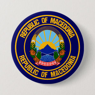 Chapa Redonda De 7 Cm El emblema de Macedonia redonda