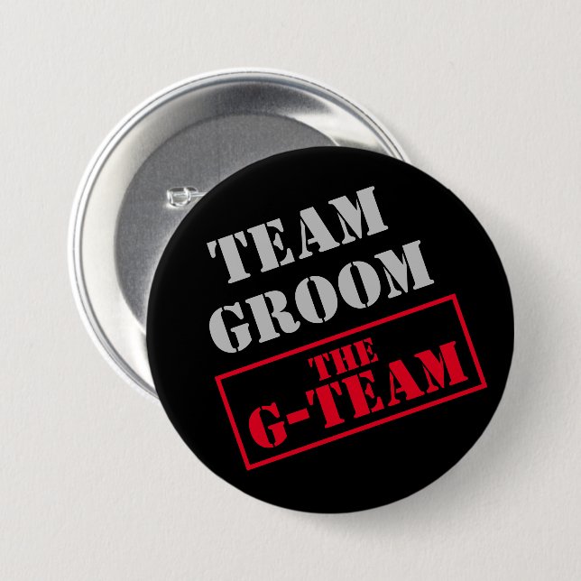 Chapa Redonda De 7 Cm El equipo del G-Team Groom (Anverso y reverso)