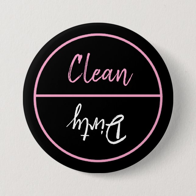 Chapa Redonda De 7 Cm El lavaplatos limpio y sucio sirve el aviso (Anverso)