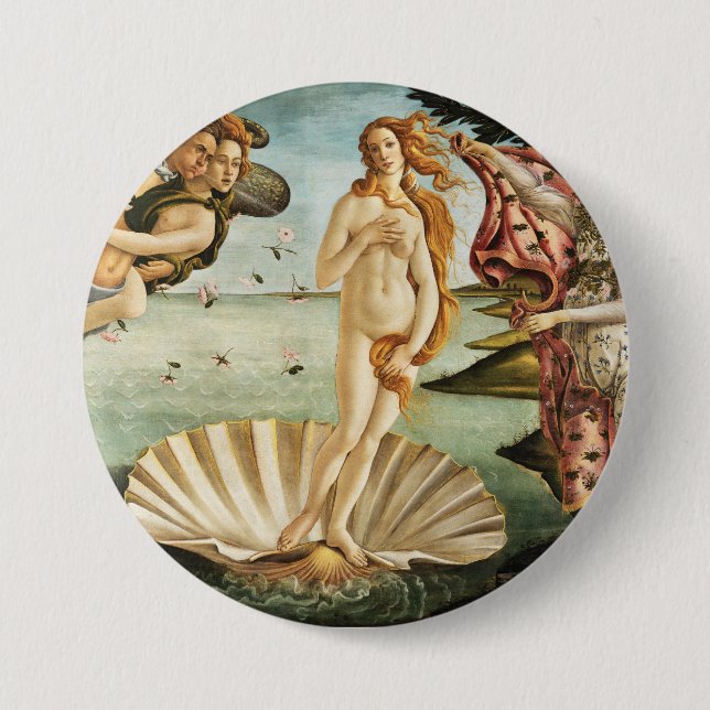Chapa Redonda De 7 Cm El nacimiento de Venus en Botticelli (Anverso)