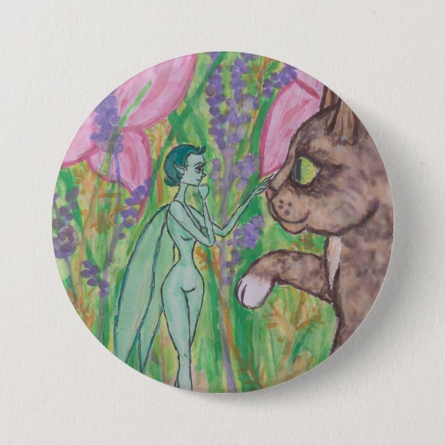 Chapa Redonda De 7 Cm El nuevo amor de gatito (Anverso)