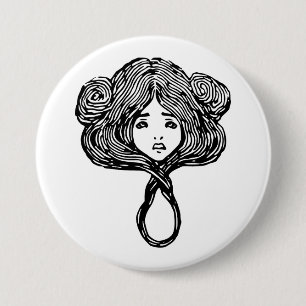 Chapa Redonda De 7 Cm El pelo de la mujer