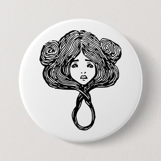 Chapa Redonda De 7 Cm El pelo de la mujer (Anverso)