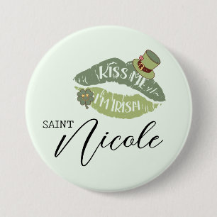 Chapa Redonda De 7 Cm El personalizable me besa soy irlandés Día de San 