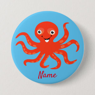 Chapa Redonda De 7 Cm El pulpo sonriente rojo agudo Thunder_Cove