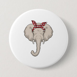 Chapa Redonda De 7 Cm Elefante con Bandana