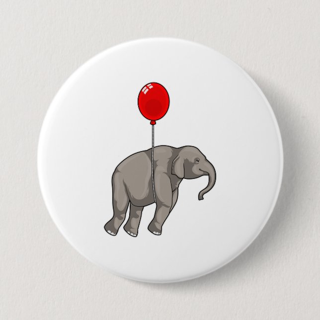 Chapa Redonda De 7 Cm Elefante con globo (Anverso)