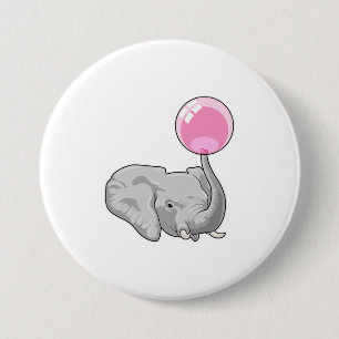 Chapa Redonda De 7 Cm Elefante con globo